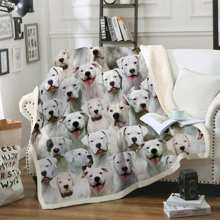 You Will Have A Bunch Of Dogo Argentinoes Fleece Sherpa Throw Blanket