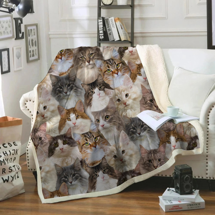 You Will Have A Bunch Of Norwegian Forest Cats Fleece Sherpa Throw Blanket