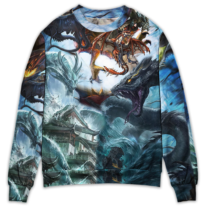 Dragon Battle Of Gods Gift For Lover Ugly Christmas Sweater