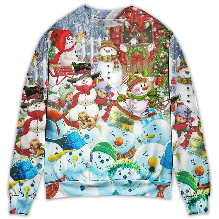 Snowman Happy Farm Holiday Christmas Gift For Lover Ugly Christmas Sweater