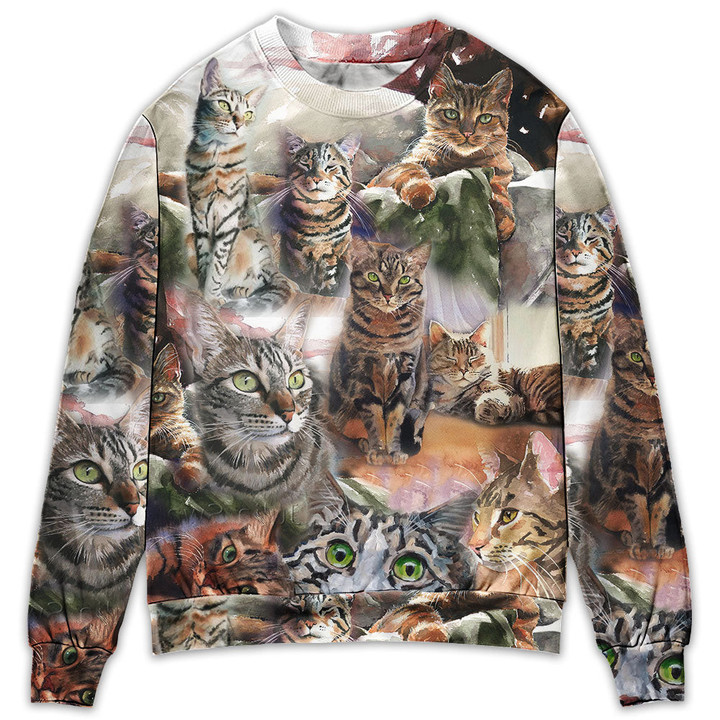 Tabby Cat Art Daily Portrait Gift For Lover Ugly Christmas Sweater