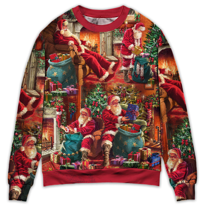 Christmas Santa Claus Story Chilling Happy Xmas Art Style Gift For Lover Ugly Christmas Sweater