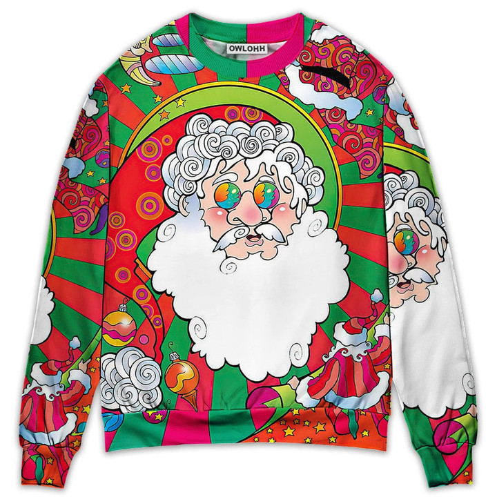 Christmas Santa Claus Psychedelic Colorful Hippie Gift For Lover Ugly Christmas Sweater