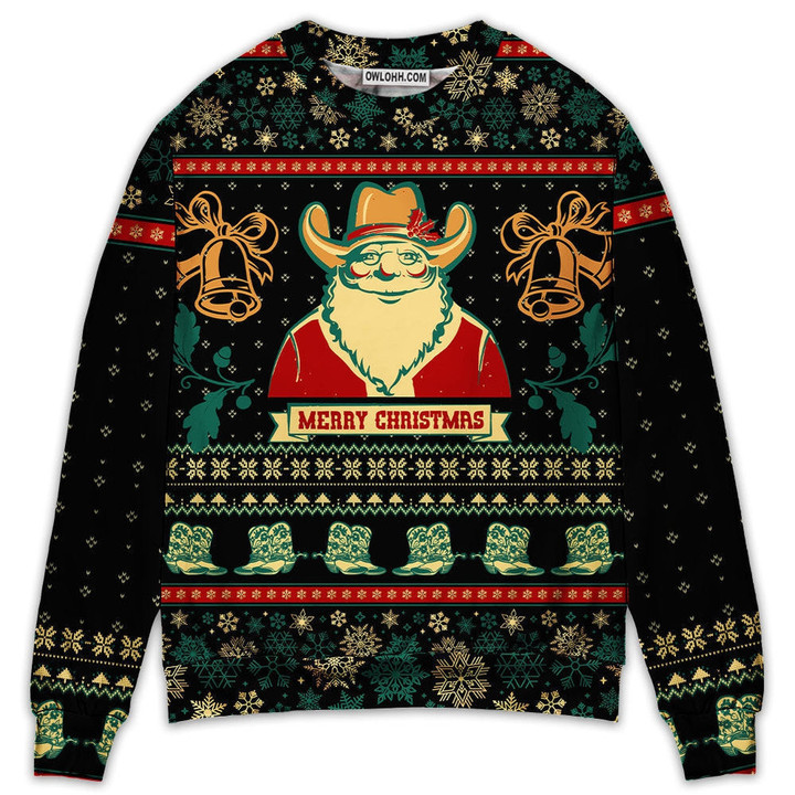 Christmas Cowboy Santa Christmas Old Man Gift For Lover Ugly Christmas Sweater