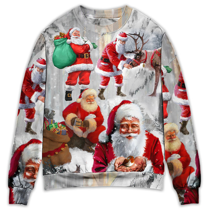Christmas Santa Claus Story Funny Art Style Gift For Lover Ugly Christmas Sweater