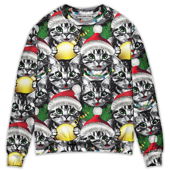 Christmas Meowy Xmas Cat Lover Gift For Lover Ugly Christmas Sweater