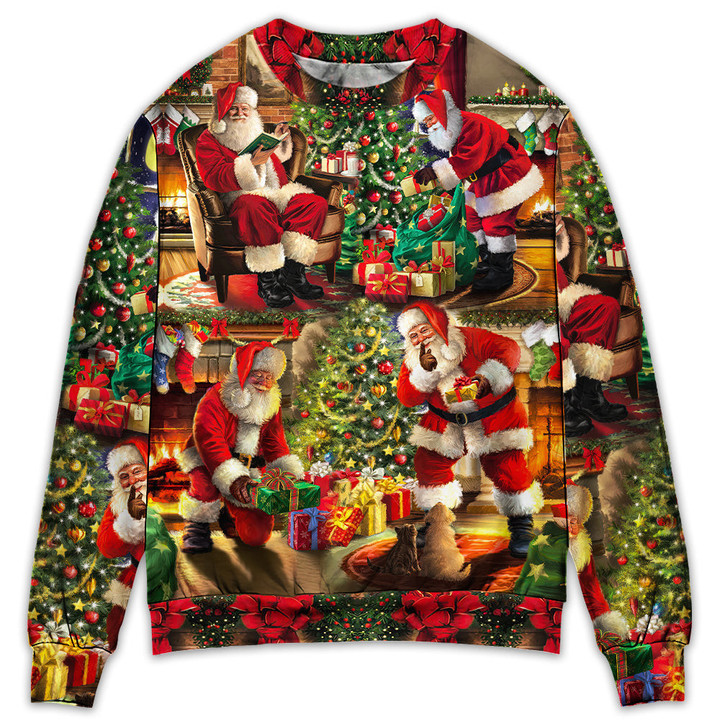 Christmas Santa Claus Story Gift For Xmas Painting Style Gift For Lover Ugly Christmas Sweater