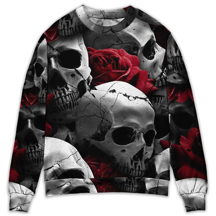 Skull Death Love Rose Gift For Lover Ugly Christmas Sweater