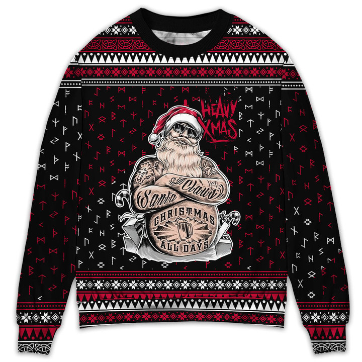 Tattoo Santa Funny Merry Christmas Gift For Lover Ugly Christmas Sweater