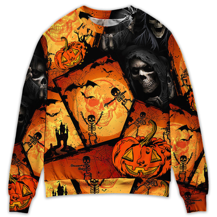 Halloween Skull Pumpkin Scary Gift For Lover Ugly Christmas Sweater