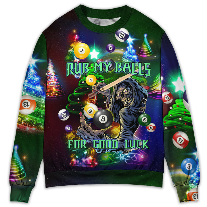 Billiard Rub My Ball For Christmas Gift For Lover Ugly Christmas Sweater
