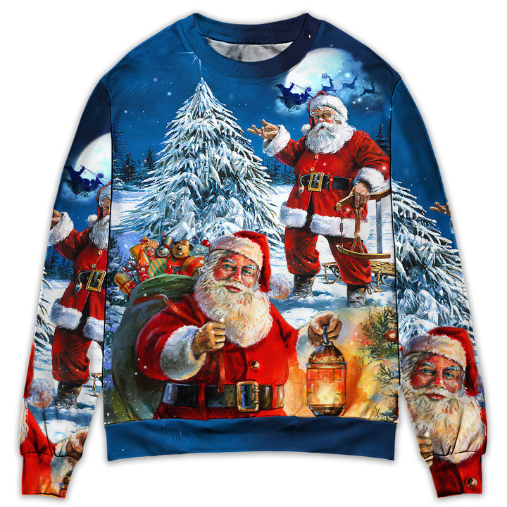 Christmas Santa Claus Story Nights Christmas Is Coming Painting Style Gift For Lover Ugly Christmas Sweater