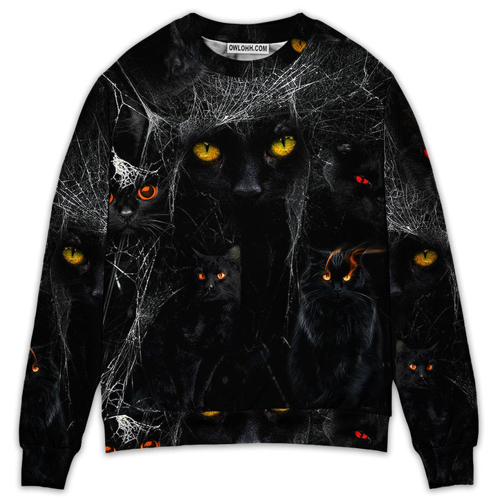 Halloween Black Cat In The Dark Gift For Lover Ugly Christmas Sweater