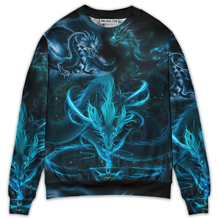 Dragon Blue Lighting And The Witch Gift For Lover Ugly Christmas Sweater