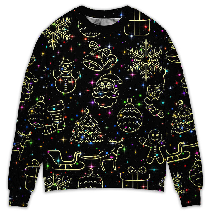 Christmas Neon Light Stary Amazing Night Gift For Lover Ugly Christmas Sweater
