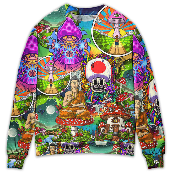 Hippie Mushroom Peace Colorful Let It Be Gift For Lover Ugly Christmas Sweater