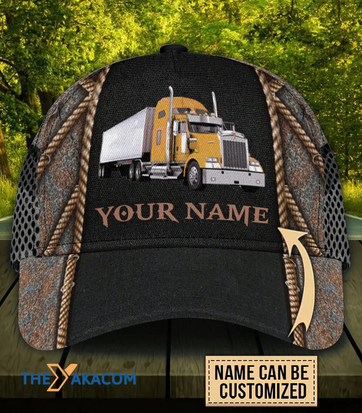 Personalized Yellow Rusty Pattern Gift For Truckers Baseball Cap Classic Hat Men Woman Unisex