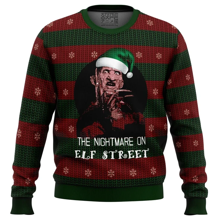 The Nightmare On Elf Street Freddy Krueger Custom Gift For Fan Anime Christmas Ugly Sweater