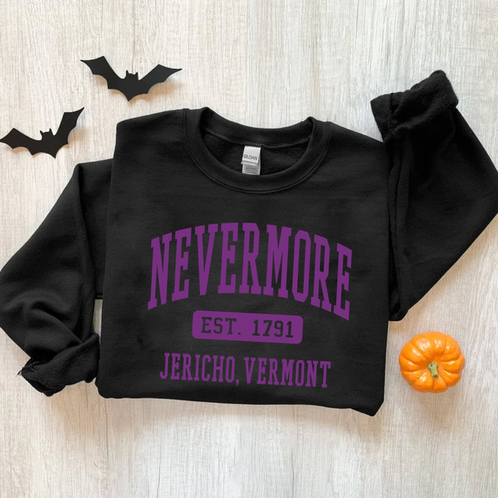 Nevermore Est 1791 Academy Wednesday Addams TV Show Christmas Gifts Black Unisex Sweatshirt Hoodie