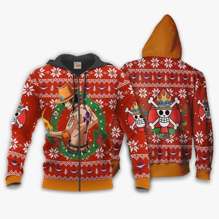 Portgas Ace Custom Anime Gift For Fan Hoodie Zip Sweatshirt Casual Hooded Jacket Coat