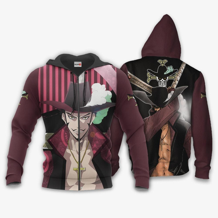 Dracule Mihawk One Piece Custom Anime Gift For Fan Hoodie Zip Sweatshirt Casual Hooded Jacket Coat