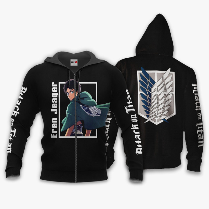 Eren Jeager Custom Anime Gift For Fan Hoodie Zip Sweatshirt Casual Hooded Jacket Coat