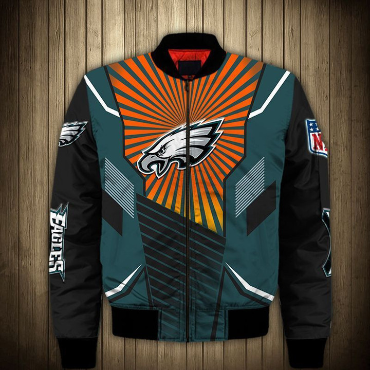 Philadelphia American Football Philly Eagles Super Bowl Stripes Pattern Gift For Fan Team Bomber Jacket Outerwear Christmas Gift