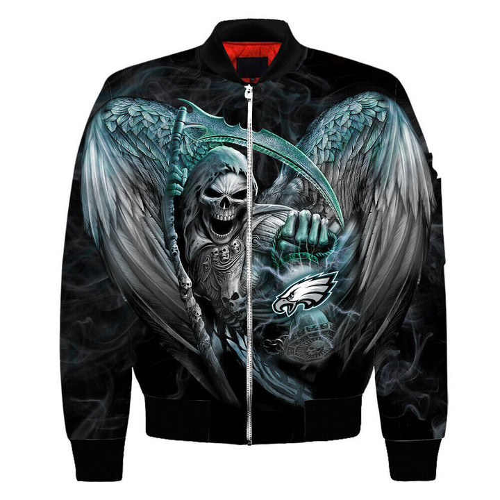 Philadelphia American Football Philly Eagles Super Bowl Winged Death God Gift For Fan Team Bomber Jacket Outerwear Christmas Gift