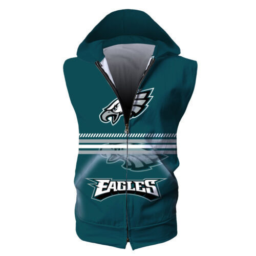 The Eagle With Philadelphia American Football Philly Eagles Super Bowl Gift For Fan Team Christmas Sleeveless Sweatshirt Casual Jacket Coat