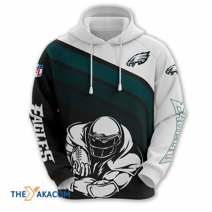 Strong Player Philadelphia American Football Philly Eagles Super Bowl Gift For Fan American Football 3D Hoodie Zip Sweatshirt Casual Hooded Jacket Coat