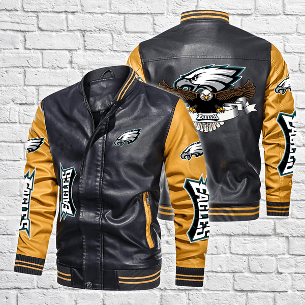 Philadelphia American Football Philly Eagles Super Bowl Gift For Fan Team Sign Leather Bomber Jacket Outerwear Christmas Gift