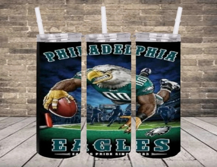 Strong Player Competing To Catch The Ball Philadelphia American Football Philly Eagles Super Bowl Tumbler