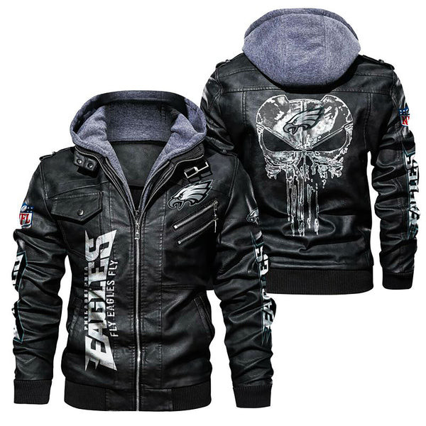 Philadelphia American Football Philly Eagles Super Bowl Team Badge Leather Jacket Winter Coat Gifts