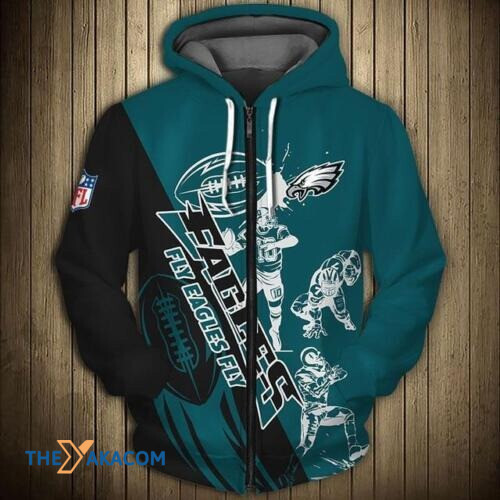 Player Art Philadelphia American Football Philly Eagles Super Bowl Gift Fan American Football Team 3D Hoodie Zip Sweatshirt Casual Hooded Jacket Coat