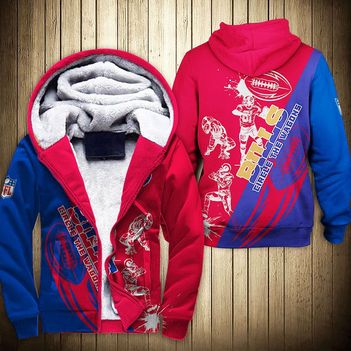 Buffalo American Football Team Bisons Bills Team Full Zip Gift For Fan Fleece Hoodie With Hood Warm Jacket Winter Coat Outwear