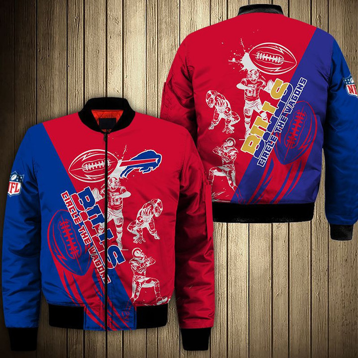 Buffalo American Football Team Bisons Bills Team Jackets Cartoon Athlete Ball Star Bomber Jacket Outerwear Christmas Gift