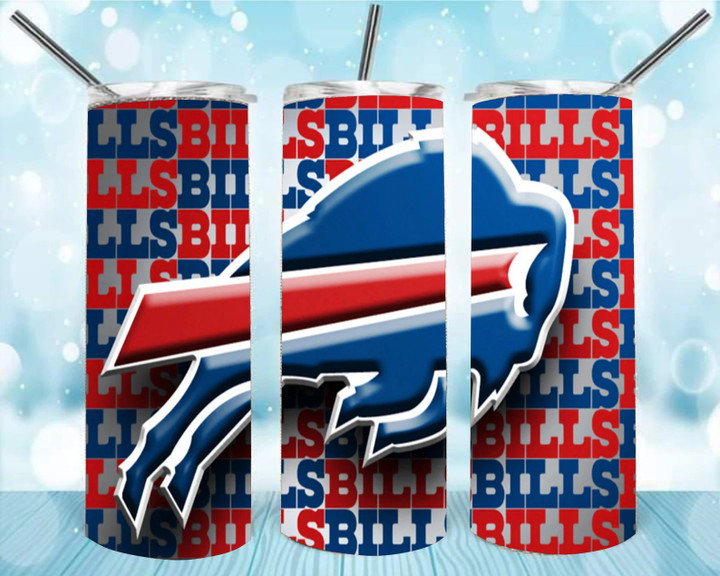 Red And Blue Words Full Pattern Buffalo American Football Team Bisons Bills Team Tumbler