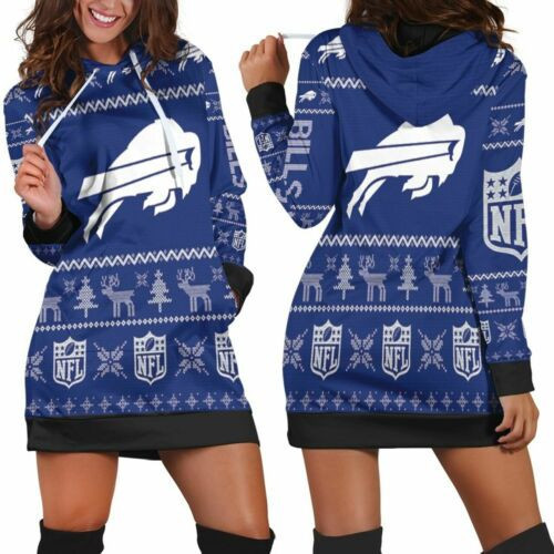 Buffalo American Football Team Bisons Bills Team Hoodie Dress Women's Long Sleeve Hooded Jumpers Casual Dress Gifts