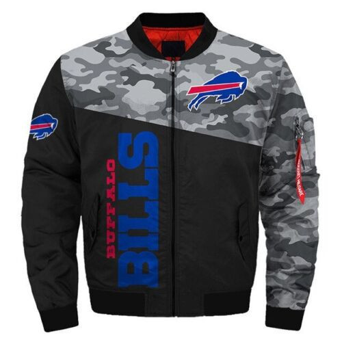 Buffalo American Football Team Bisons Bills Team Camo Pattern Gift For Fan Team Bomber Jacket Outerwear Christmas Gift