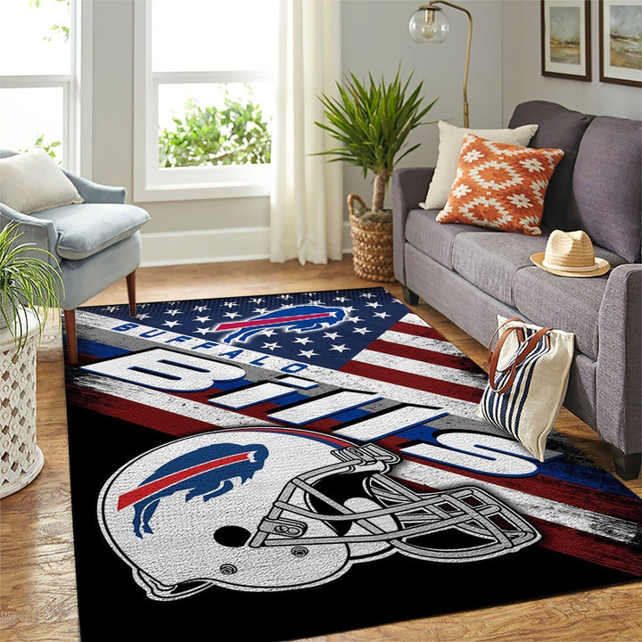 Buffalo American Football Team Bisons Bills Team Team America Flag And Hat Gift For Fan Rectangle Area Rug Home Decor Floor