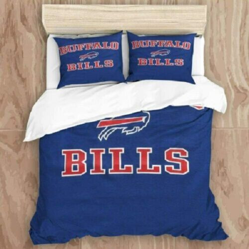 Buffalo American Football Team Bisons Bills Team Plain Dark Blue Comforter Duvet Cover With Two Pillowcase Bedding Set