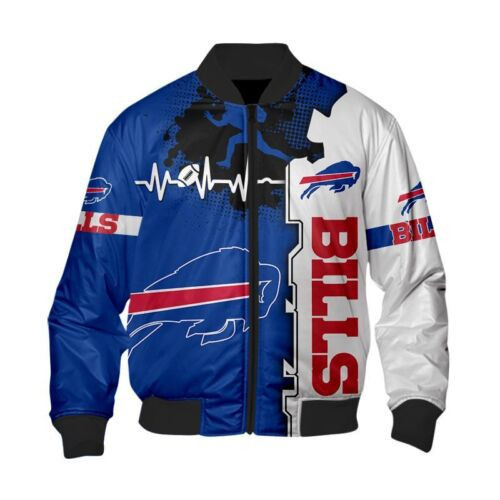 Buffalo American Football Team Bisons Bills Team HeartBeat Gift For Fan Team Bomber Jacket Outerwear Christmas Gift