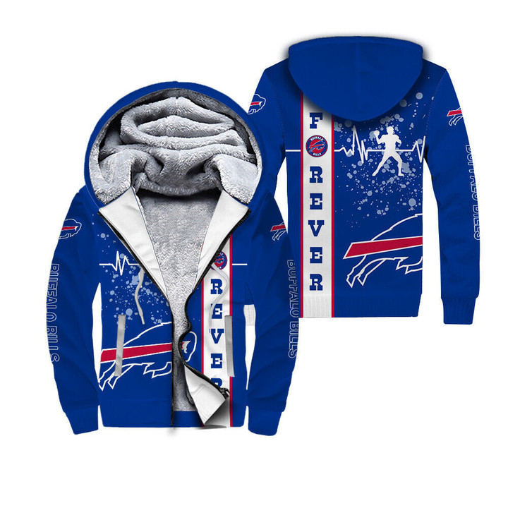 Buffalo American Football Team Bisons Bills Team Forever Gift For Fan Fleece Hoodie With Hood Warm Jacket Winter Coat Outwear