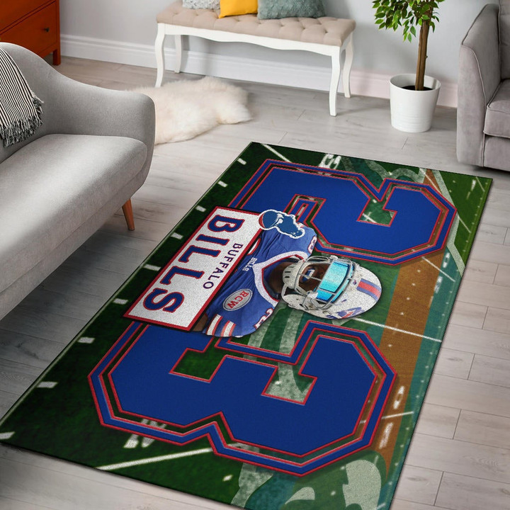 Buffalo American Football Team Bisons Bills Team Team Micah Hyde 23 Smiling Rectangle Area Rug Home Decor Floor