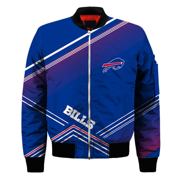 Buffalo American Football Team Bisons Bills Team Logo Stripe And Polka Dots Gift For Fan Team Bomber Jacket Outerwear Christmas Gift