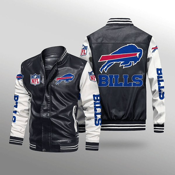 Buffalo American Football Team Bisons Bills Team Gift For Fan Team Many Symbol Leather Bomber Jacket Outerwear Christmas Gift