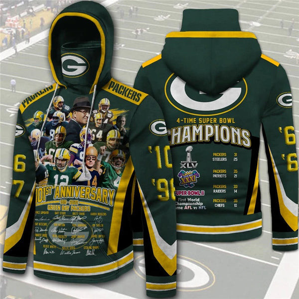 Great Gift For Fan Green Bay American Football Team Packers Aaron Rodgers Super Bowl 4 Times Champions Bandana Hoodie
