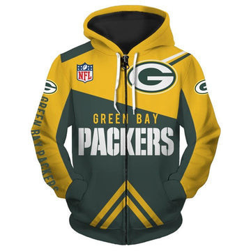 Gift For Fan Team Men's Green Bay American Football Team Packers Aaron Rodgers Hoodie Zip Hoodie Sweatshirt Casual Hooded Jacket Coat
