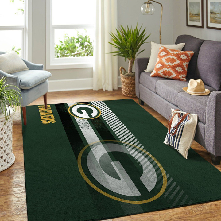 Green Bay American Football Team Packers Aaron Rodgers Team Sign Gift For Fan Rectangle Area Rug Home Decor Floor