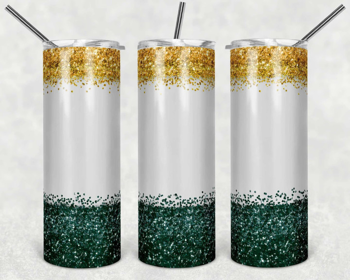 Green And Yellow Bling Glitter On Top And Bottom Green Bay American Football Team Packers Aaron Rodgers Tumbler